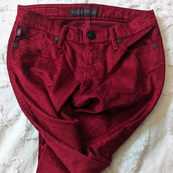 Rock and Republic Burgundy Berry red corduroy pants, size 4 - Picture 5 of 7
